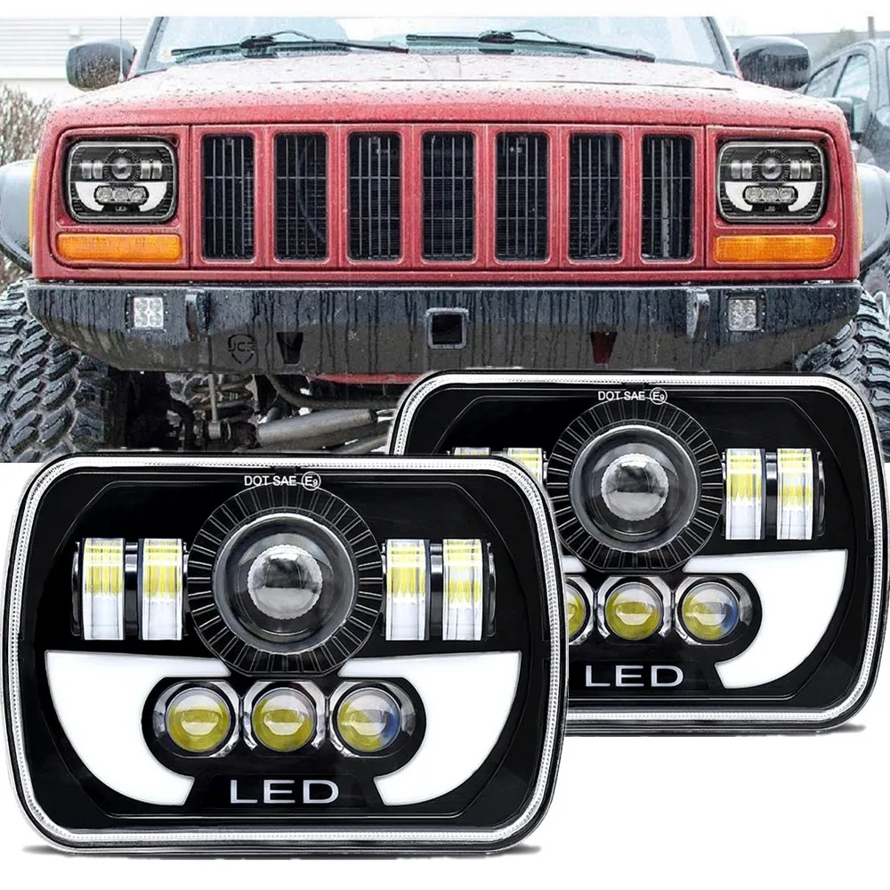 2 шт. 7x6 5x7 светодиодные фары с герметичным лучом для Jeep Cherokee XJ Wrangler YJ MJ
