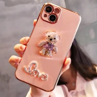 cover for iphone 13 pro max diamond plating phone case for iphone 13 pro silicone cover case english bear diamond plating case