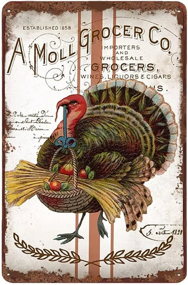 Vntge Турция Thnksgvng Tn Sgn Metl Плакат Ретро Plque Wll Декор Gft For Grden Men Cve Grge Clssroom Lbrry Lvng Room School 8x12