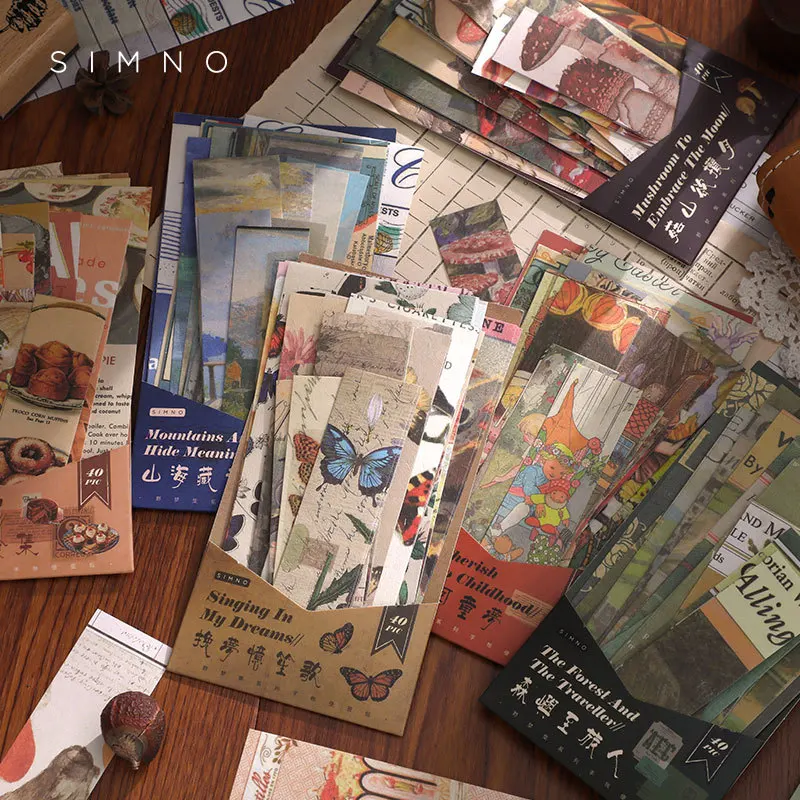 

40 PCS/lot Retro Butterfly Strip Card Kraft Paper Memo Pads Wild Dream Scrapbooking Journal Decoration DIY Background Stationery