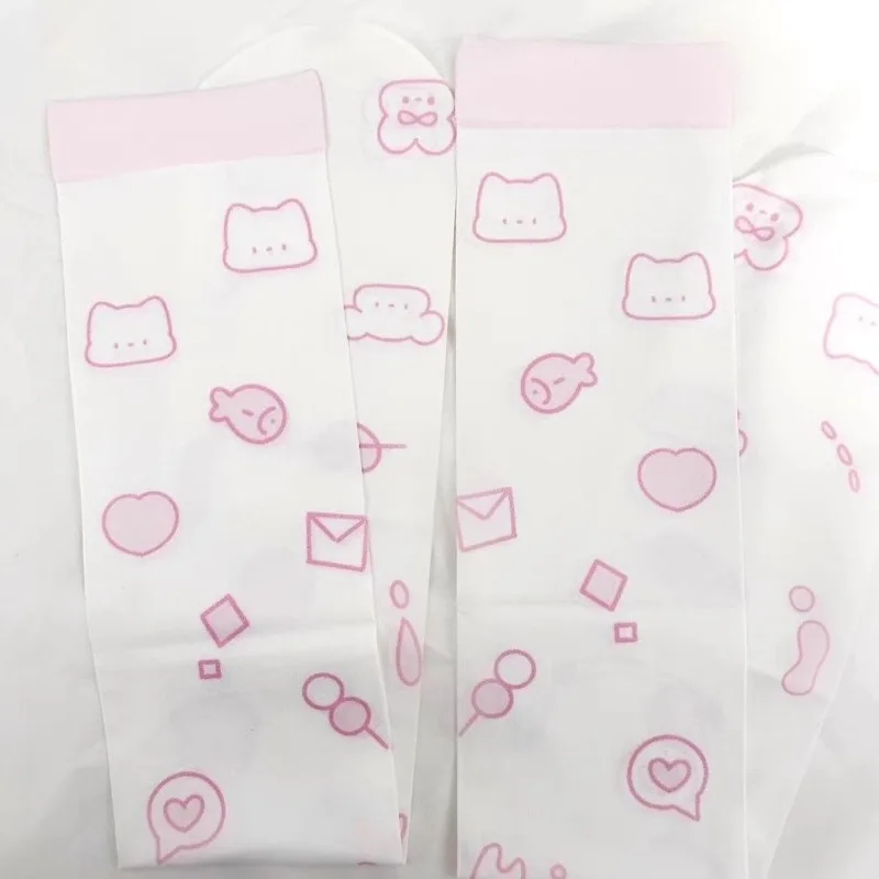 Женские длинные носки до колен с японским мультяшным принтом