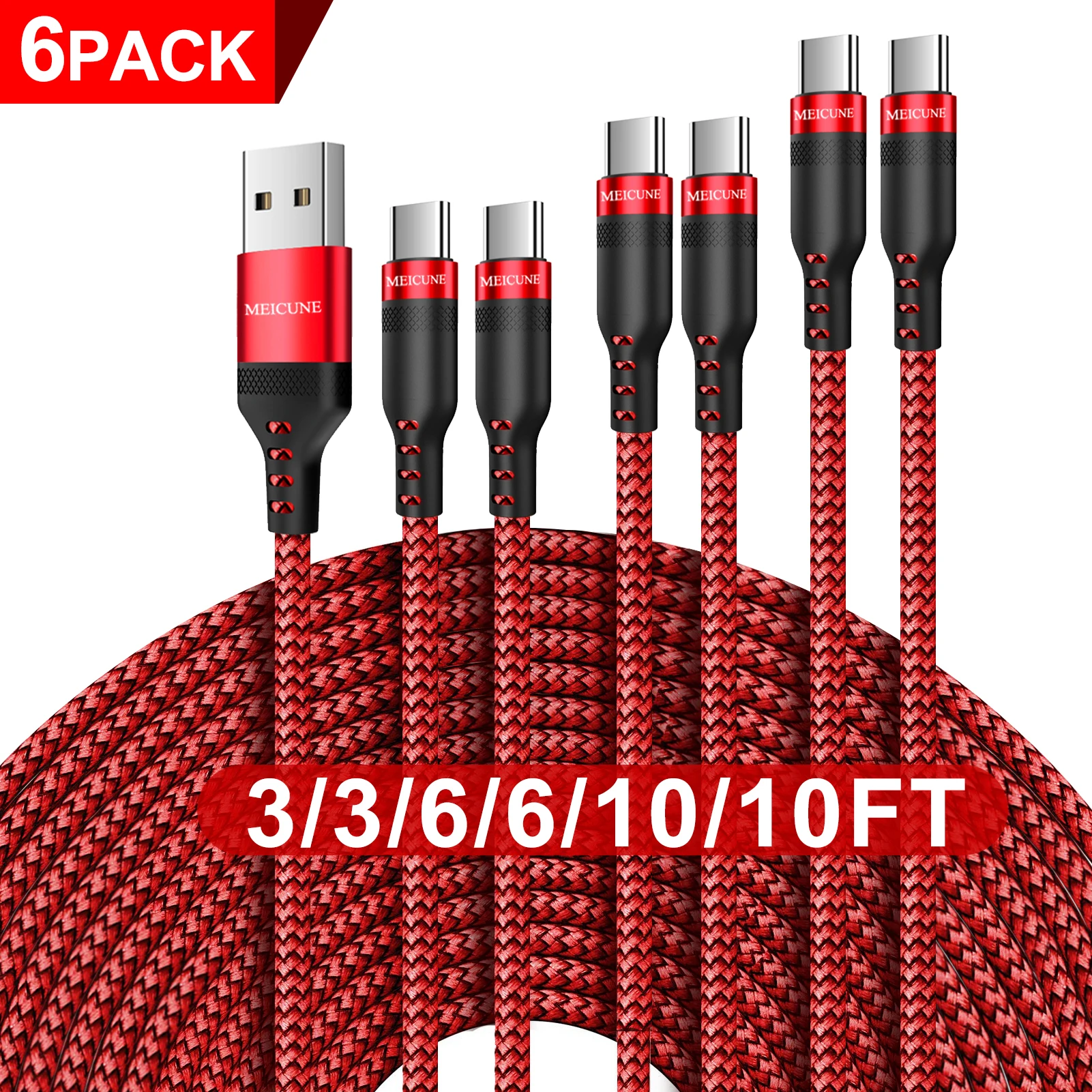 

6 Pack Type c Cable 5A Fast Charging Data Cord Charger For Samsung Xiaomi Huawei Mate 20 Cable Type c Phone Charging Cord