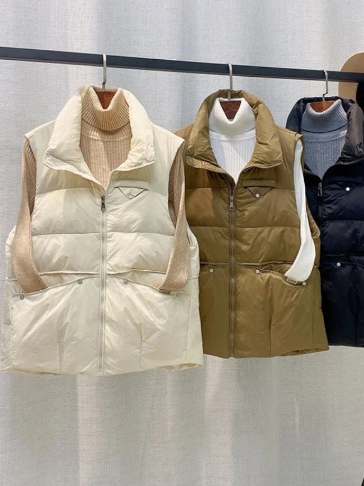 

Женский пуховик на молнии, с воротником-стойкой