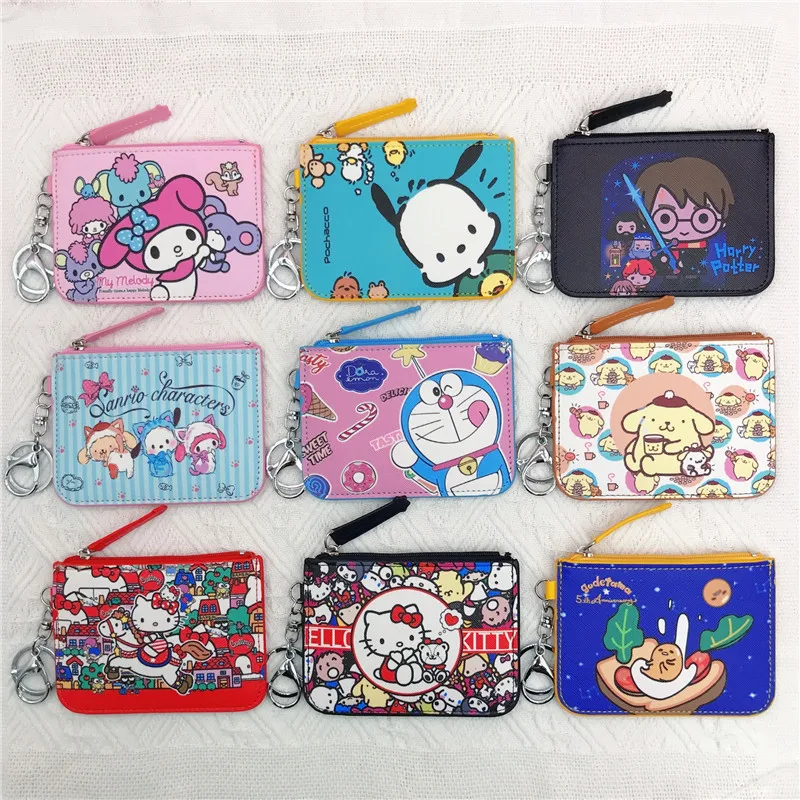 

Милый кошелек Hellokitty в рулоне с корицей Mymelody Kuromi Kawaii, набор для монет и карт, Мультяшные карточки для автобуса, кампуса, карточки, кошелек, бре...