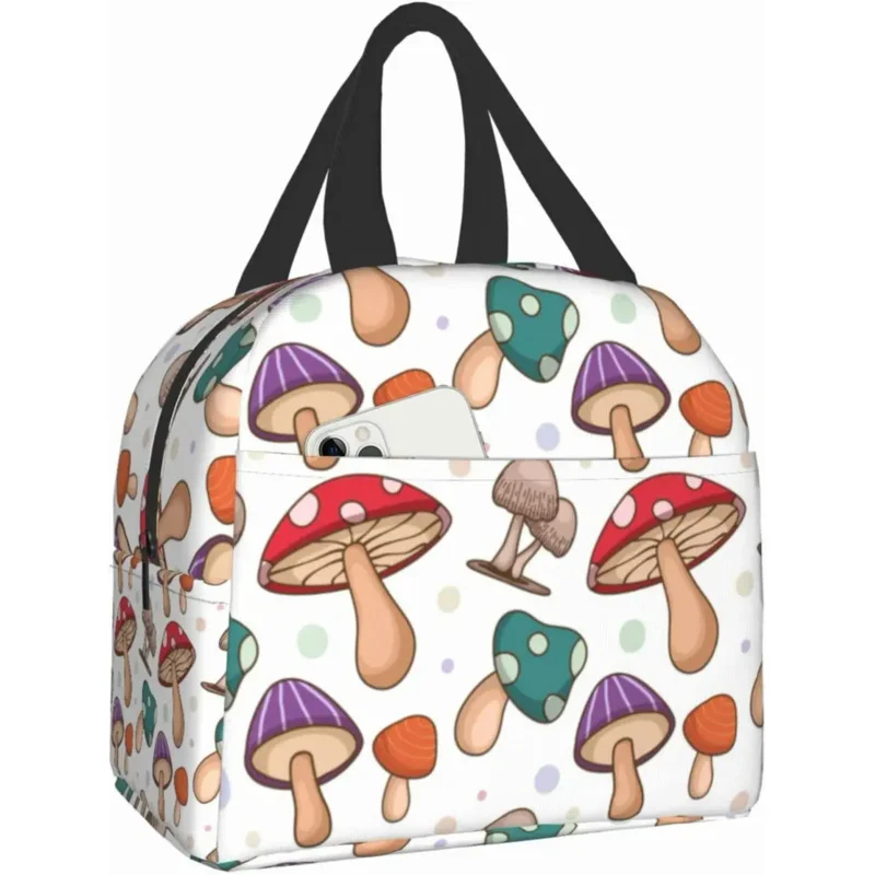 

Милый Ланч-бокс с принтом в виде грибов, милая маленькая изоляционная сумка для ланча, многоразовая сумка для еды, столовая сумка для мужчин и женщин