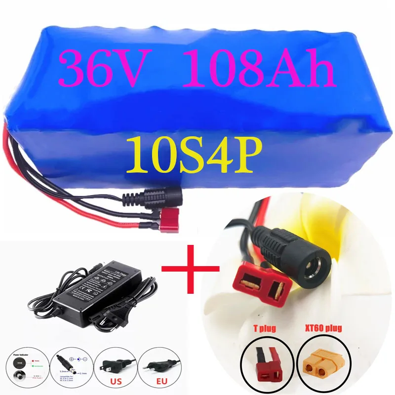 

36V Battery Pack Electric Bicycle Scooter 18650 Li-Ion Rechargeable 10S4P 108A 780W BMS Batteries Function Overcharge Protection
