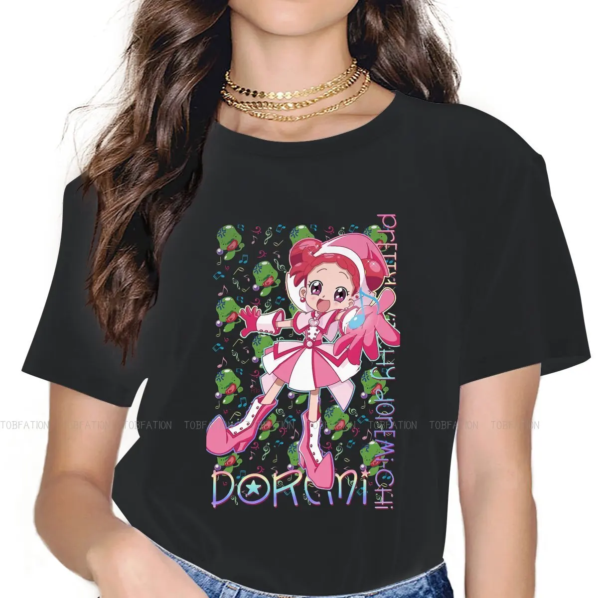 

Doremi Harukaze Милая женская футболка для девушек Ojamajo Doremi 5XL Blusas Harajuku повседневные винтажные Топы большого размера с коротким рукавом