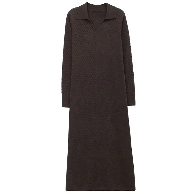 Осеннее новое шерстяное платье женский длинный пуловер свободное выше колена