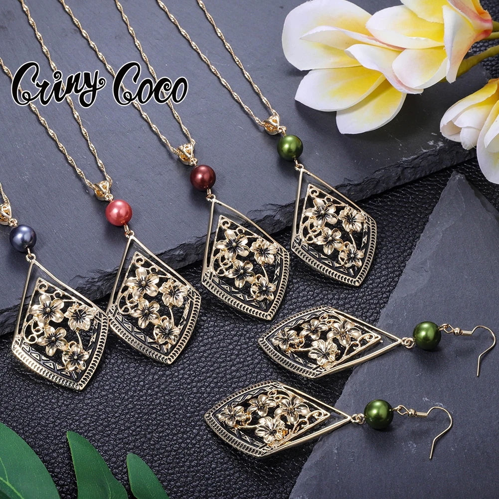 

Cring Coco Hawaiian Polynesian Jewelry Sets Wholesale Samoan Chain Gold Plated Earrings and Necklaces Set for Women 2022 New