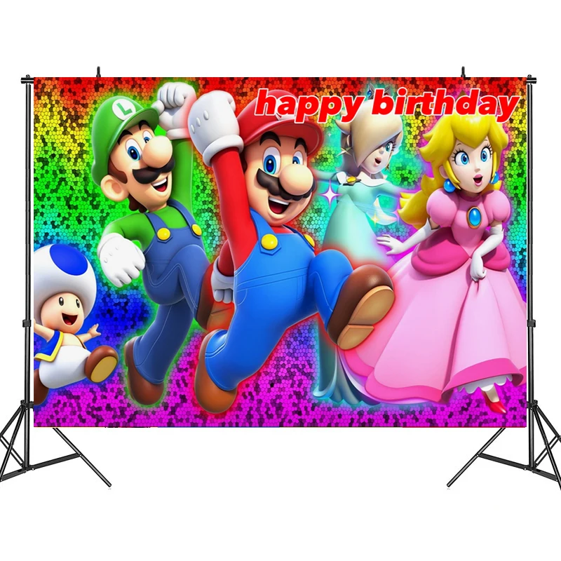 Игровой оригинальный фон для дня рождения в стиле супер Марио Братья тканевая