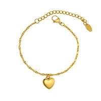 charm love heart bracelet for women adjustable thin chain stainless steel stackable jewelry wholesale