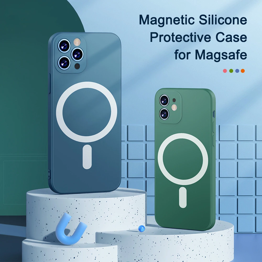 

Магнитный чехол из жидкого силикона для Apple iPhone 11 12 13 Pro Max Mini XS XR X 7 8Plus SE 2020, беспроводное зарядное устройство, чехол MagSafe