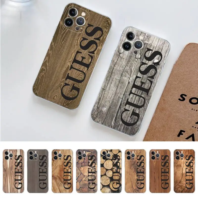 

Luxury brand Guess Wood Grain Phone Case for iPhone 14 11 12 13 mini pro XS MAX 8 7 6 6S Plus X 5S SE 2020 XR case