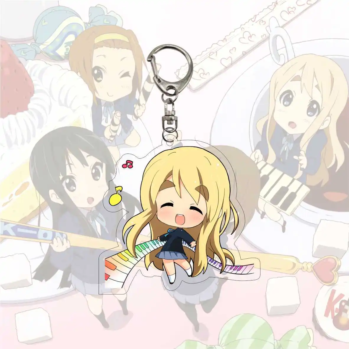 Искусственное Аниме! Брелок Q Version Hirasawa Yui Akiyama Mio Kotobuki Tsumugi фигурка брелок