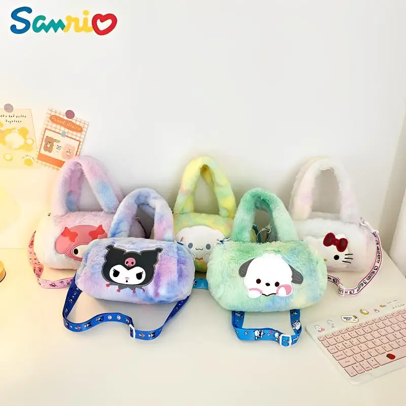 

2023 New Sanrio Melody Plush Handbag Cartoon Cinnamoroll Kuromi Hello Kitty Cute Anime Girls Crossbody Bag Children's Gifts