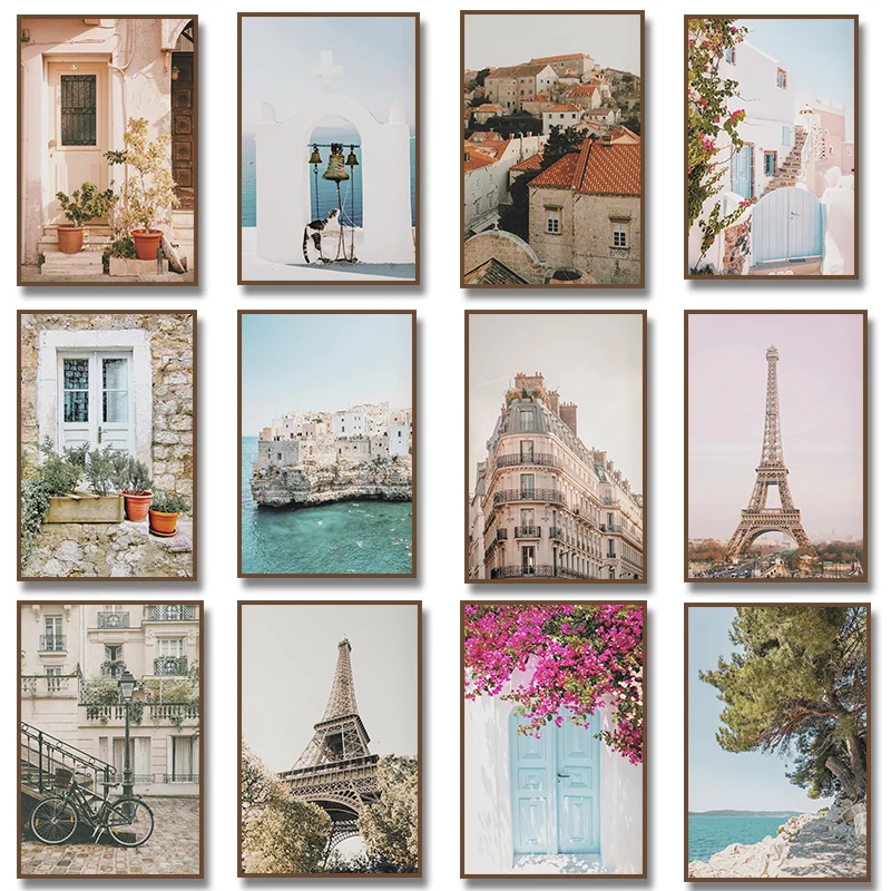 Скандинавская воздушная городская архитектура Греция цветочная Эйфелева башня