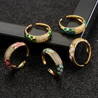 luxury colorful zircon geometric opening ring for woman jewelry
