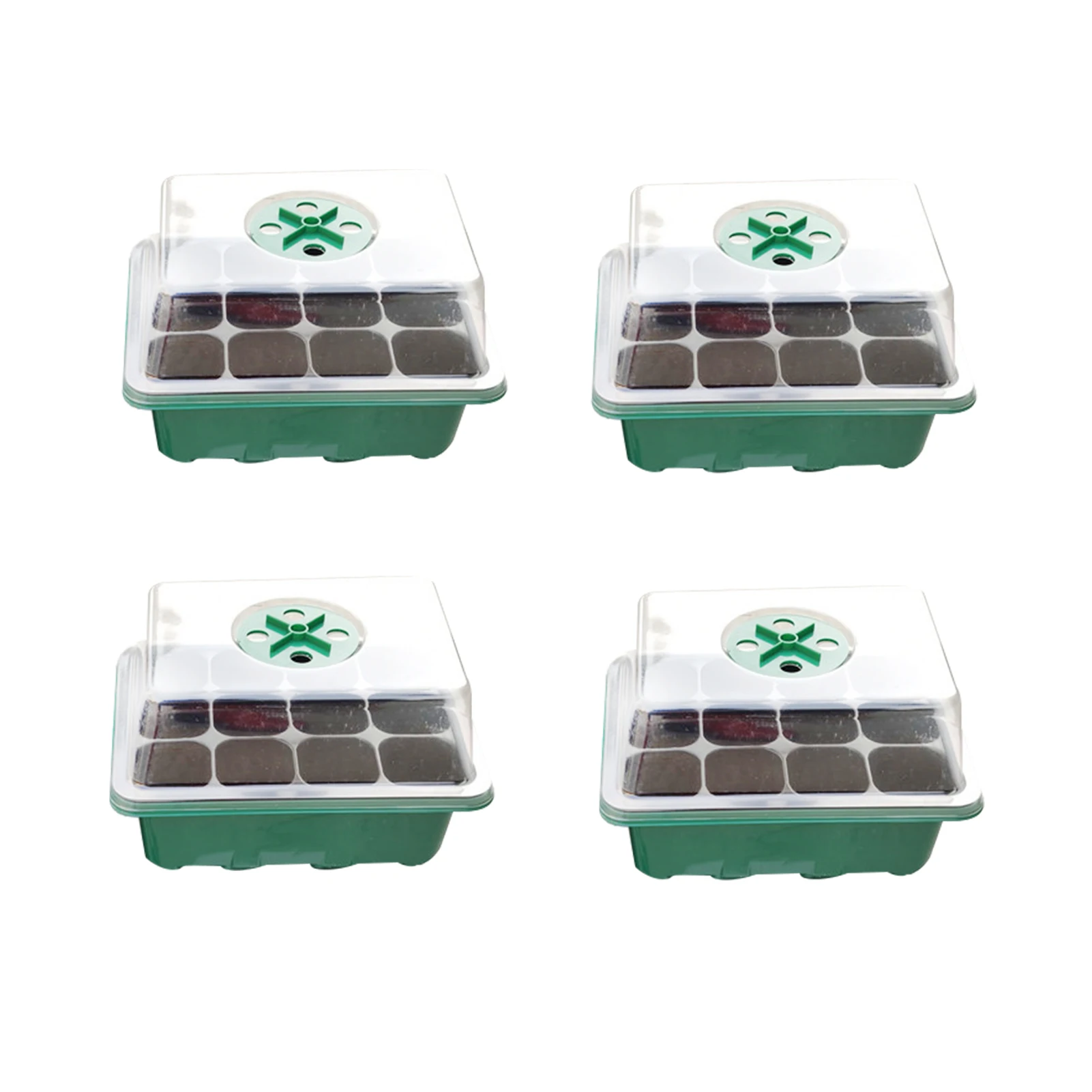 

Nursery Pots Reusable 12 Cells Seedling Starter Tray With Dome Base Plant Garden Propagator Yard Germination Greenhouse Growing