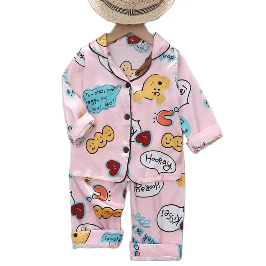 

Long Sleeve Child Blouse Tops+Long Sleepwear Pajamas Kids Clothes Baby Pajama Sets Boys Girls Cartoon Print Outfits Set