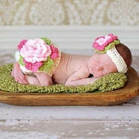 romantic 3d lovely girl infant flower headband warm photography custume baby suit diaper cover
