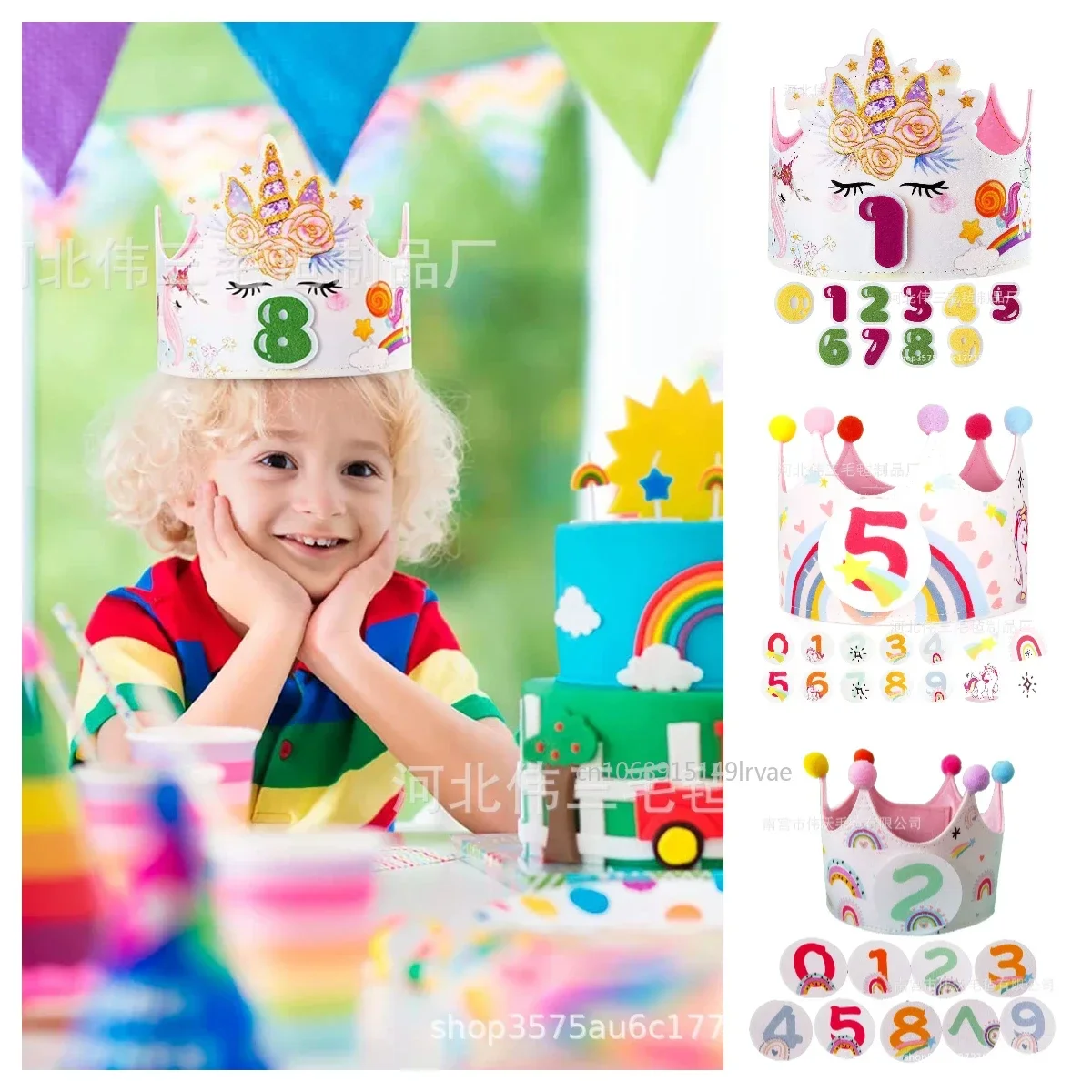 Украшения для вечеринок Радужный единорог фетровая удобная детская шапка на