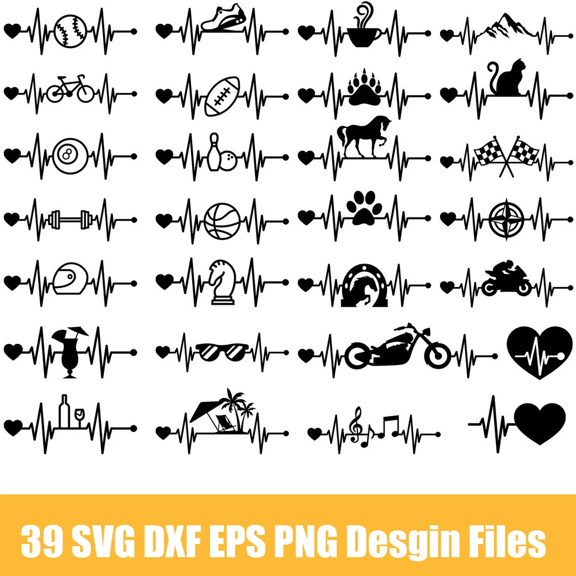 

Heartbeat SVG DXF EPS PNG Vector Digital File T-shirt Design Download for Silhouette,Laser Cut , Printing