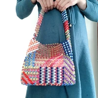 fashion multicolor beads special design beaded bag pack for women summer vacation large capacity handwoven shoulder 2022 trend