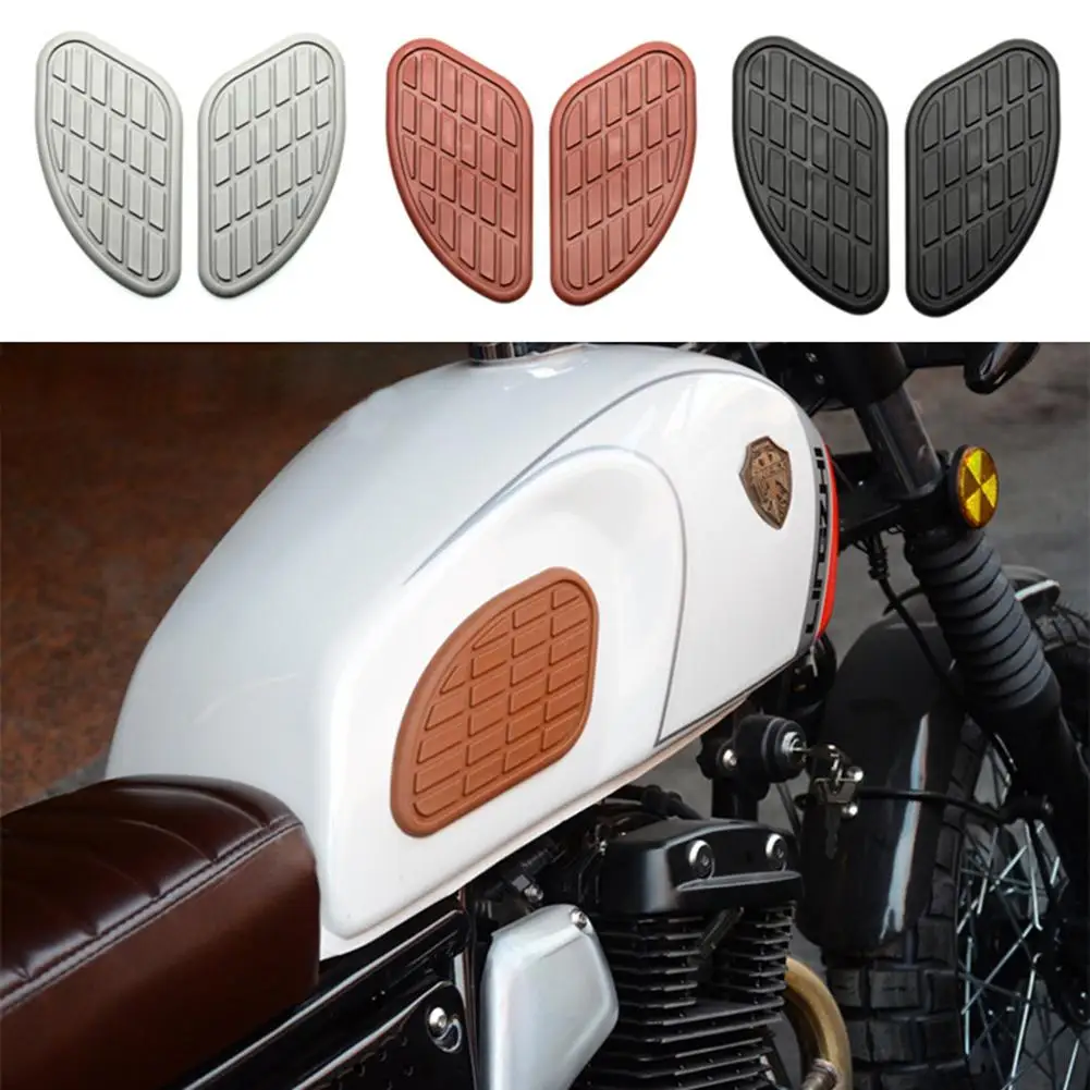 

2pcs Motorcycle Fuel Tank Pad Protector Knee Pads Decal Retro Anti-slip Decorative Side Stickers Fuel Racing Accessories