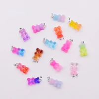 2 2cm single mini resin gradient candy color gummy bear charm for making earrings pendant necklace creative diy jewelry