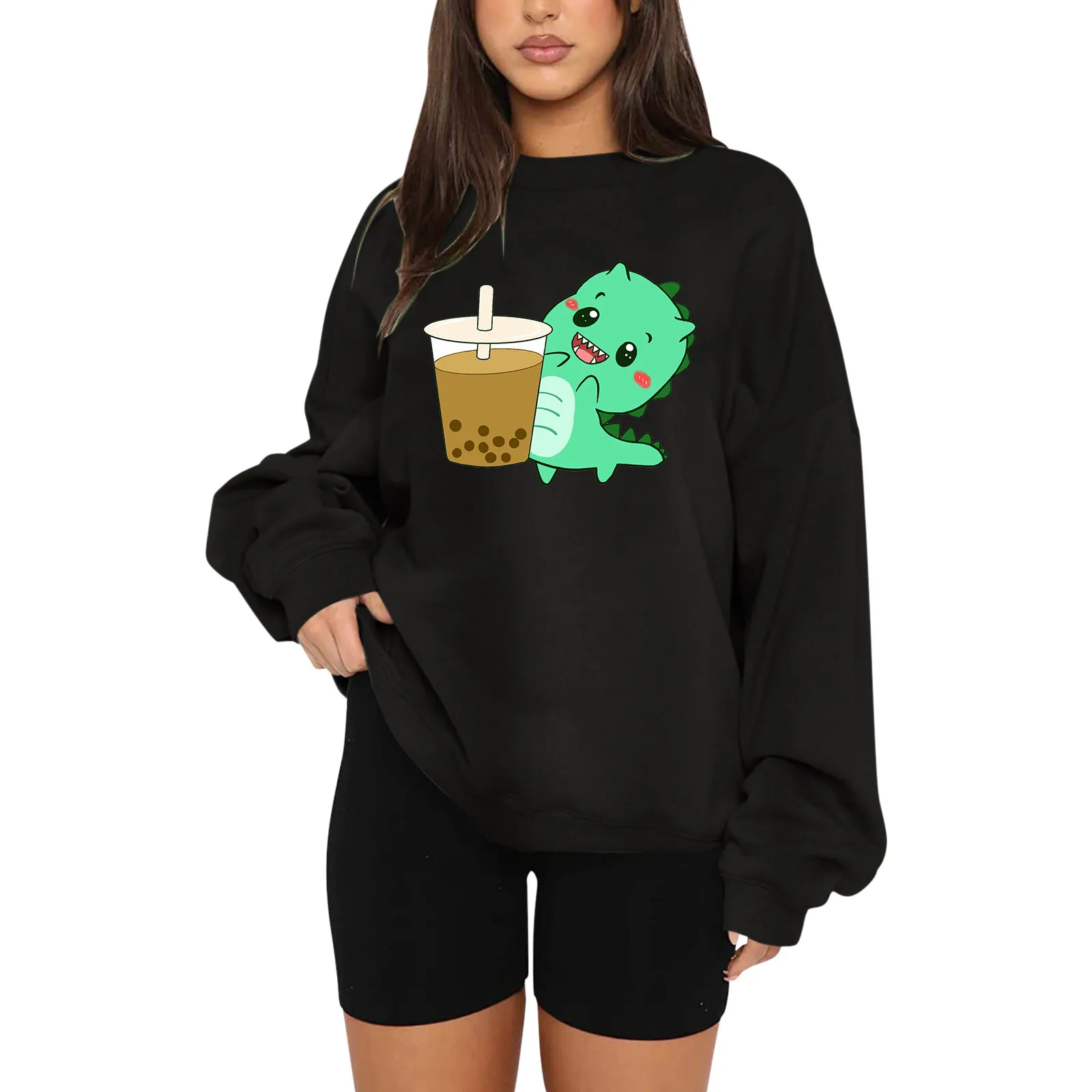 

Женская флисовая толстовка с круглым вырезом, круглым вырезом и длинным рукавом