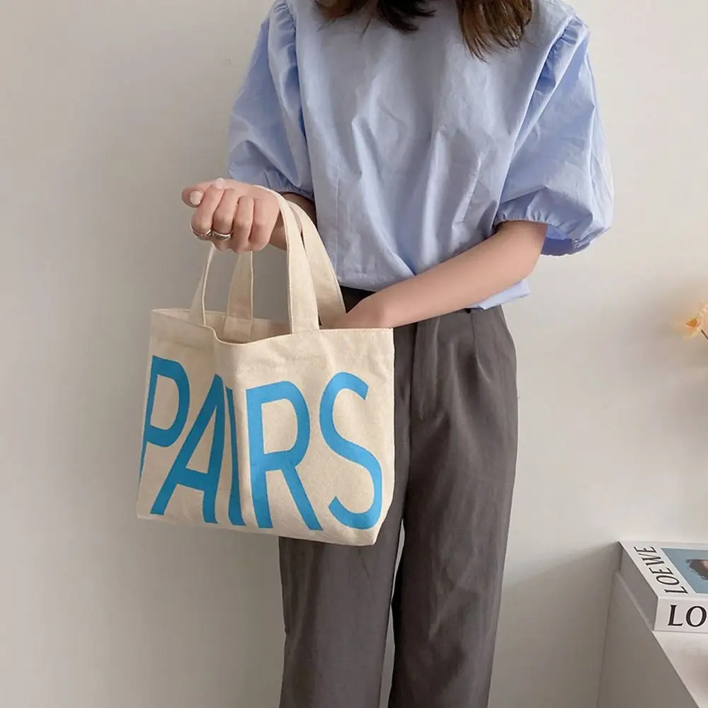 

Paris Canvas Shopping Tote Bag Foldable Large Capacity Letter All-match Lightweight Shopping