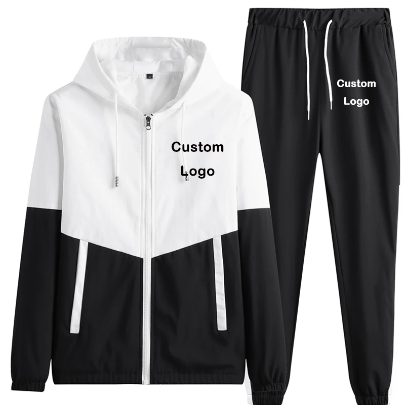 Men's Sportswear Breathable Male Gym Clothes Men's Thin Hooded Casual Jacket + Jogging Trousers Men 2 Pcs/Set Sports Sets M-6XL