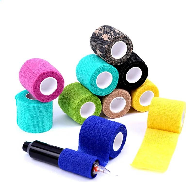 

Disposable Self Adhesive Elastic Bandage Tape For Handle With Tube Tightening Of Tattoo Accessories Random Color X1
