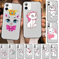 mary cat anime style phone case cover for iphone 13 11 pro max cases 12 8 7 6 s xr 7plus 8plus x xs se 2020 mini transparent