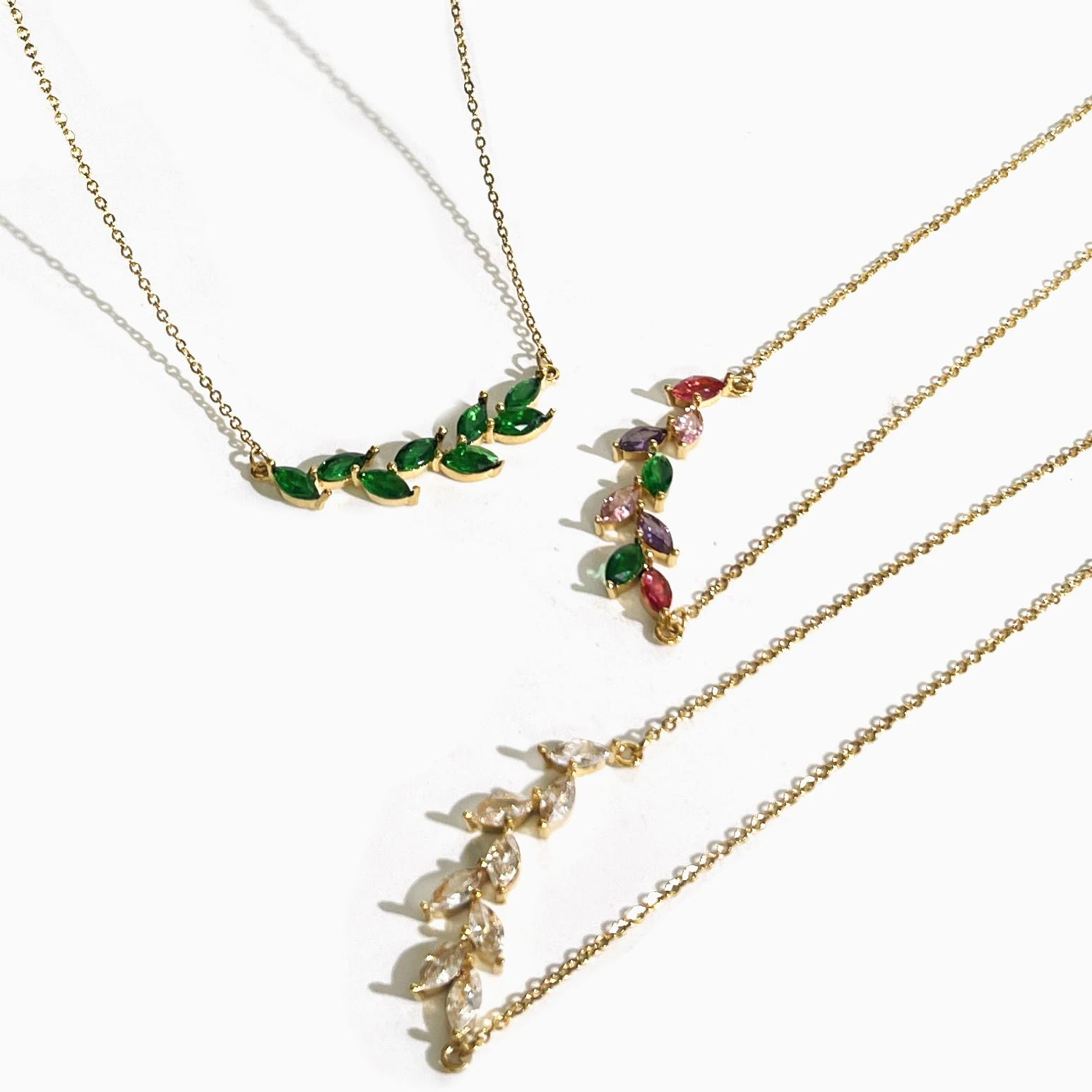 

Peri'sbox 316L Stainless Steel 18K Gold Pvd Plated Cubic Zirconia Olive Leaf Necklace Women Dainty Plant Jewelry Bridesmaid Gift