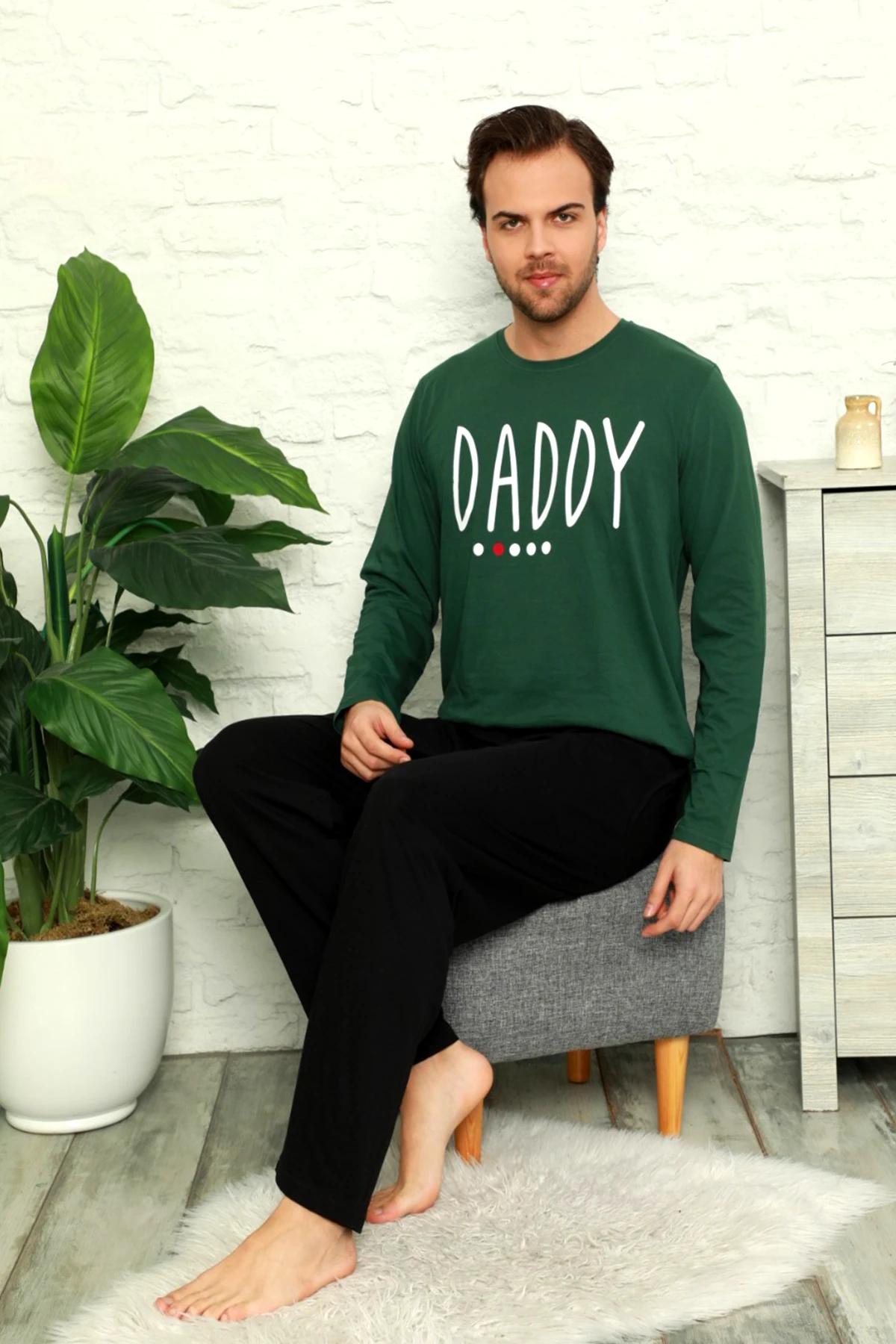 Autumn Winter Men's Cotton Pajamas Letter Striped Sleepwear Cartoon Pajama Sets Casual Sleep & Lounge Pyjamas Plus Size 2XL Pajamas