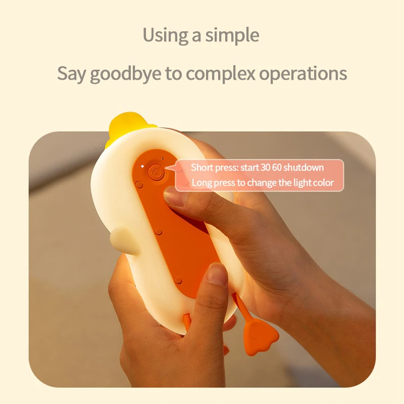 Креативный ночник в виде утки силиконовый светодиодный сенсорный светильник