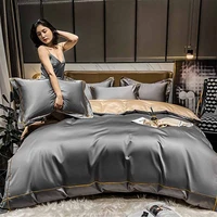luxury solid color bedding set king size duvet cover sheet linen queen comforter pure cotton quilt cover high quality for adults