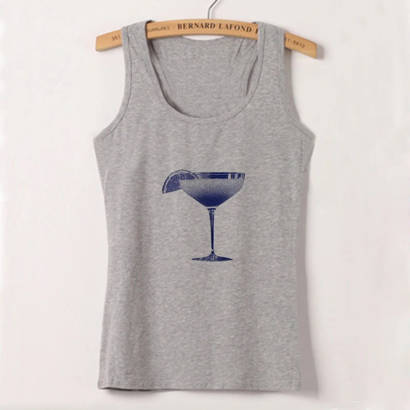 Женская высокоэластичная однотонная простая футболка с принтом бокала для вина