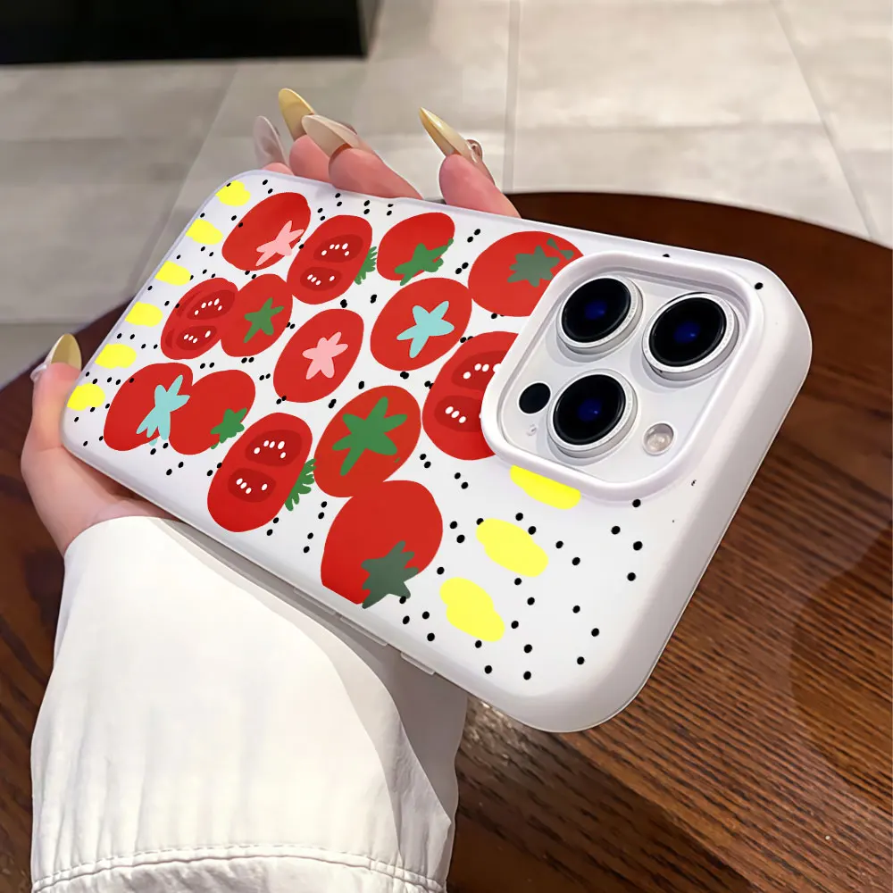 Фото Противоударный чехол-бампер для Redmi Note 14 11 10 13 12 Pro Plus 5G 4G 14C 13C 15C, матовый, 2-в-1, с акварельным рисунком «Томат» №1