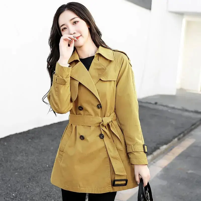 

High-Grade Women Windbreaker 2023 Medium Length Springautumn Small Temperament Female Suit Slim Waist Girdle Spring Coat LHB044