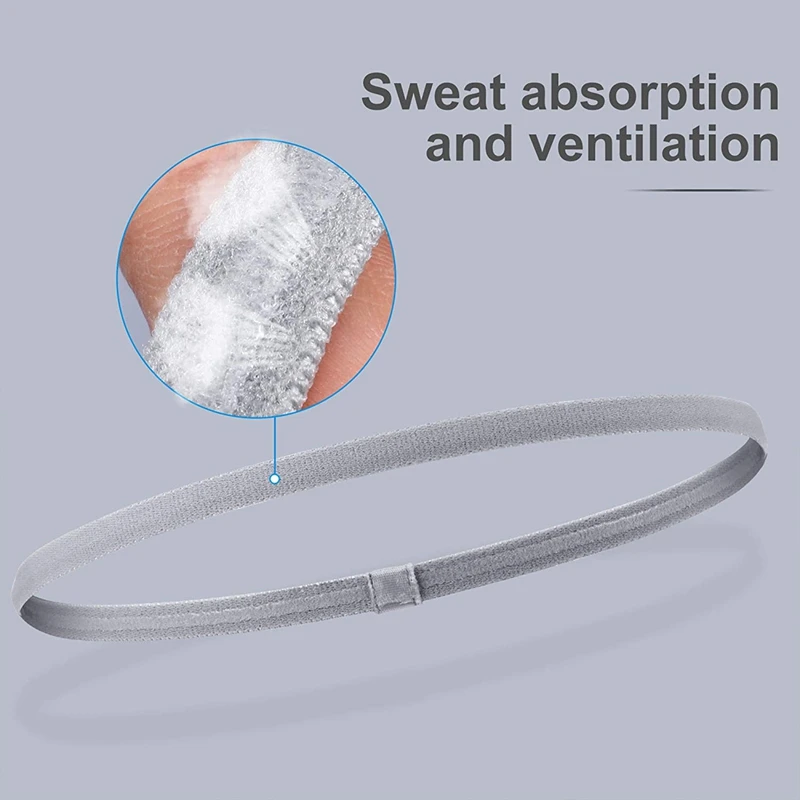 4Pcs Simple Unisex Sports Hairband Non-Slip Silicone Strip Sweat Guide Elastic Headbands Yoga Running Fitness Hair Accessories