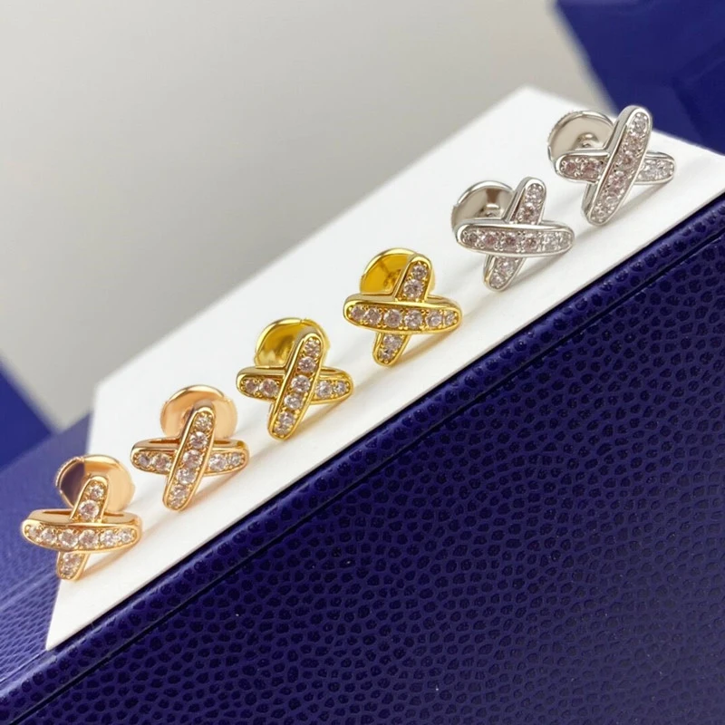 

New Mini 925 Sterling Silver Inlaid Zircon Cross Earrings Women's Simple Temperament Fashion Luxury Brand Exquisite Jewelry