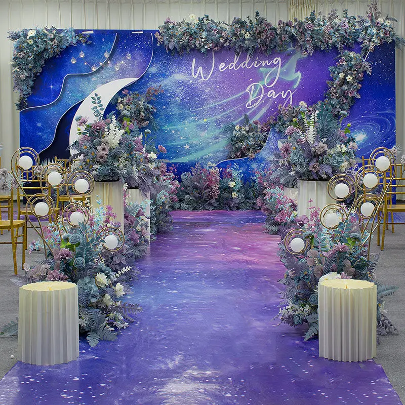 

Романтический свадебный искусственный цветочный декор, сценический фон для свадебной вечеринки, имитация дороги, рядов, Цветочная раскладка, украшения