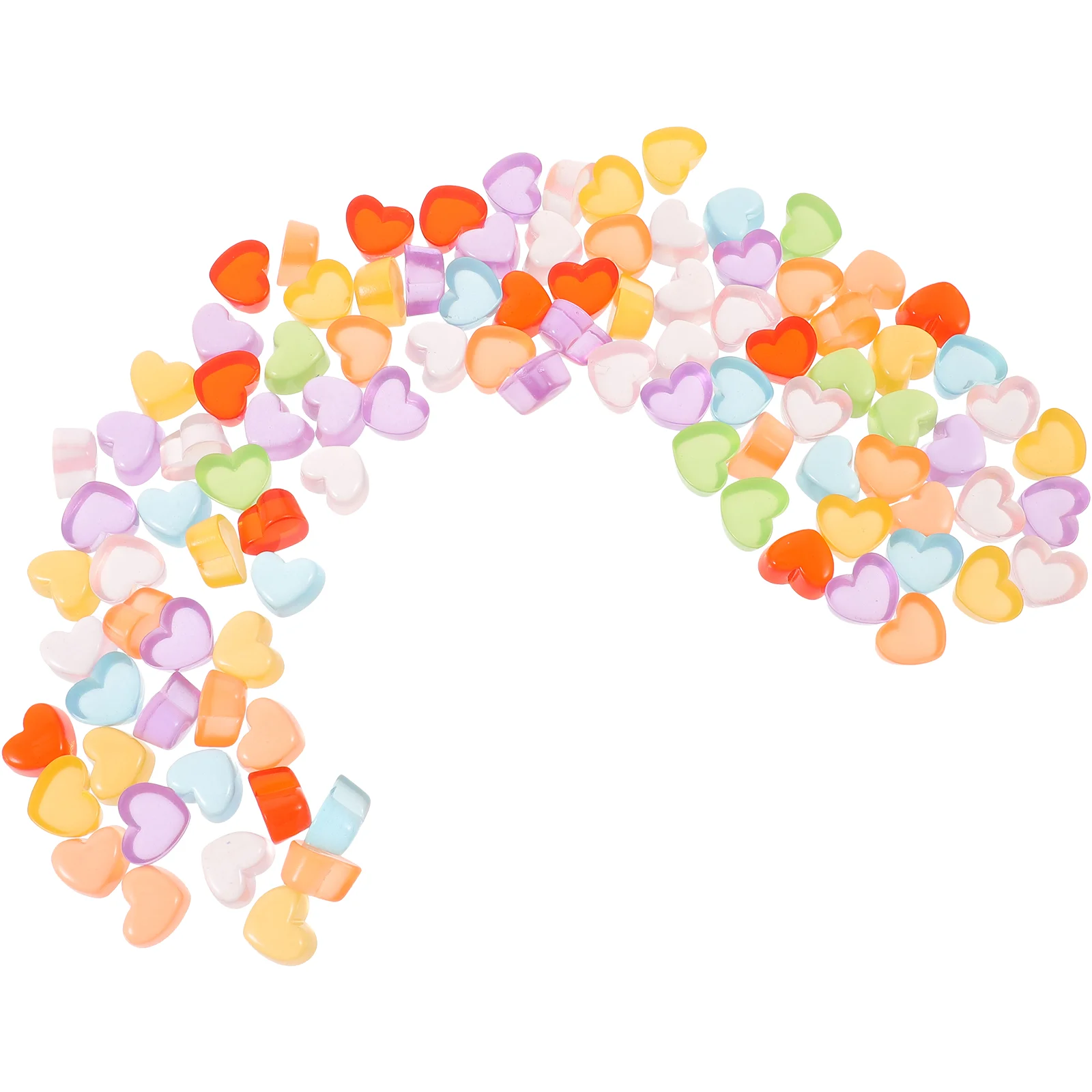 

100 Pcs Candy Color Heart Charms Table Scatters Crystal Hearts Beads DIY Resin Multi-function