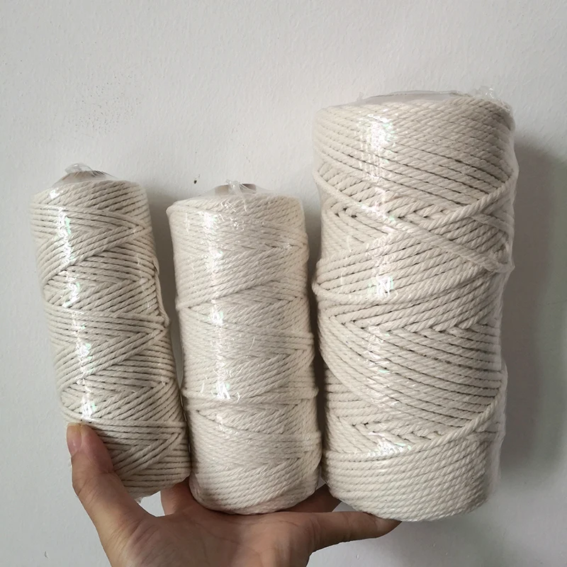 

100M 3mm 4mm 2mm Macrame Cotton Rope Twisted String Cord for Handmade DIY Beige Rope Home Wedding Accessories Gift