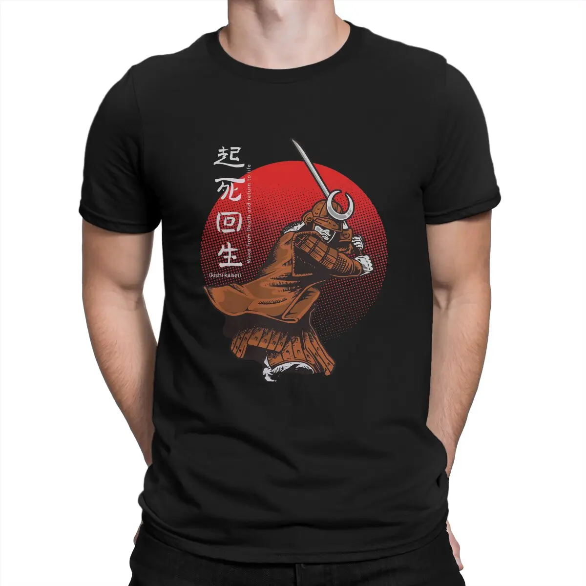 

Japanese Samurai Warrior Fighting T-Shirt Men Akatsuki Cloud Anime Vintage 100% Cotton Tees Collar Short Sleeve T Shirts