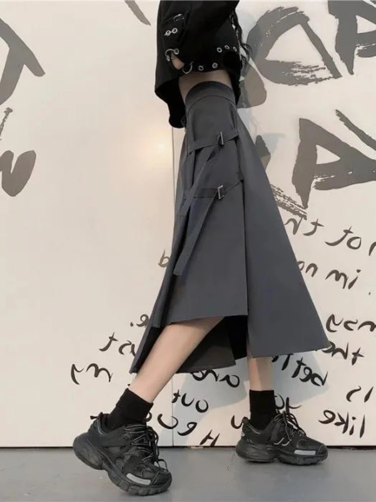 

Irregular Skirt Women's Spring Summer New High Street Harajuku High Waist A-line Long Skirt Vinatge Punk Dress Gothic Streetwear
