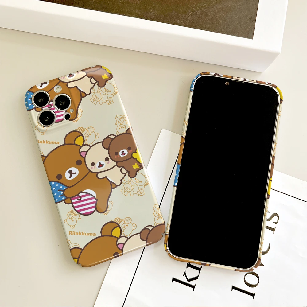 Чехол для телефона Cyte Kawaii R-Rilakkuma Samsung S23 22 21 Fe Ultra Plus A04 33 5G глянцевый твердый чехол с