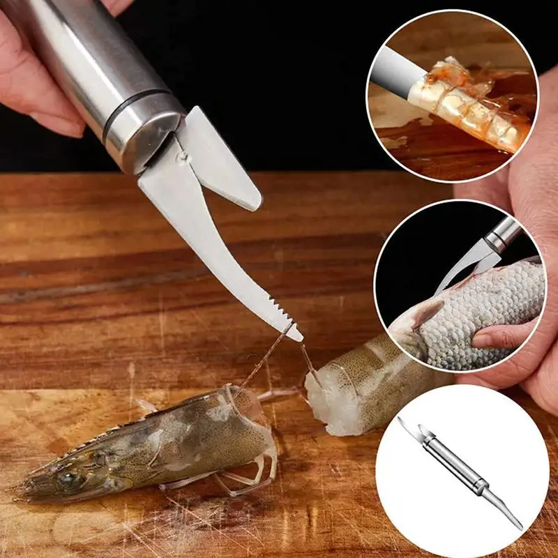 

5In1 Multipurpose Fast Shrimp Peeler Fish Scale Knife Planer Stainless Steel Shrimp Line Cutter Kitchen Gadgets Scraping Tool